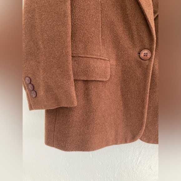 Vintage Brown Wool Blend Blazer Shoulder Pads Women's Size 10 PETITE Diversity - Picture 4 of 14